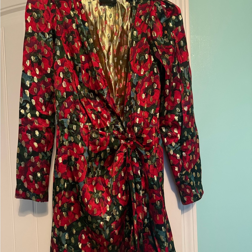 The Kooples Red and Gold Floral Dress